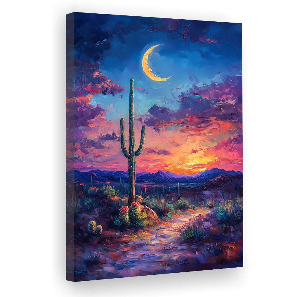 Sky Cactus Oil Painting Melancholy Pastel Clouds, Canvas Art Print Decor, Painting Art, Canvas Prints Wall Art