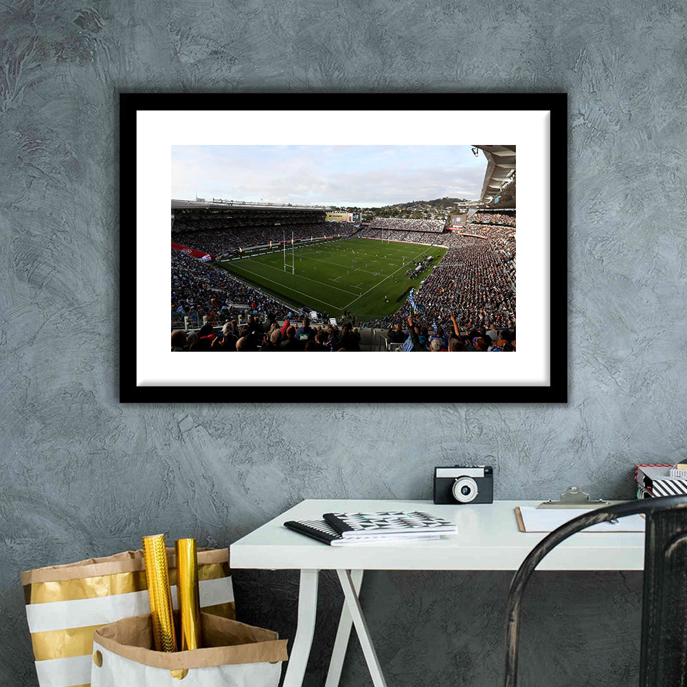 Skysports Eden Park General View, Stadium Canvas, Sport Art, Gift for him, White Border Framed Art Print Wall Decor