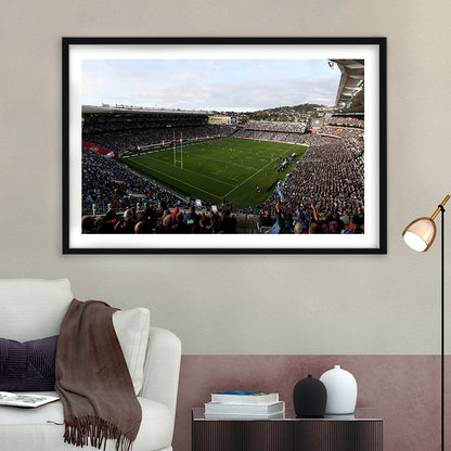 Skysports Eden Park General View, Stadium Canvas, Sport Art, Gift for him, White Border Framed Art Print Wall Decor