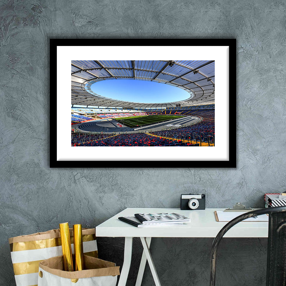 Slaski Stadium, Stadium Canvas, Sport Art, Gift for him, White Border Framed Art Print Wall Decor