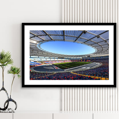 Slaski Stadium, Stadium Canvas, Sport Art, Gift for him, White Border Framed Art Print Wall Decor