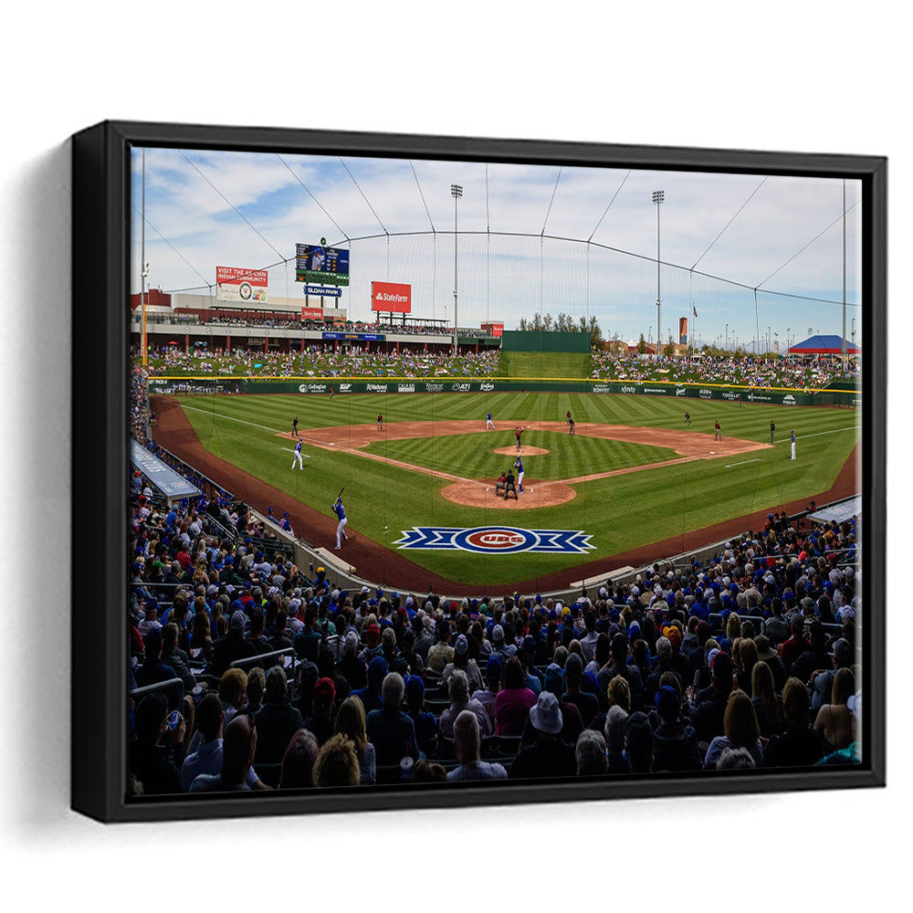 Sloan Park in Mesa, Stadium Canvas, Sport Art, Framed Canvas Print Wall Art, Floating Frame