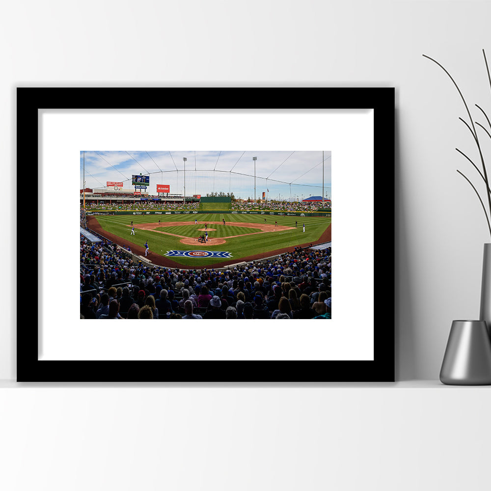 Sloan Park in Mesa, Stadium Canvas, Sport Art, Gift for him, White Border Framed Art Print Wall Decor