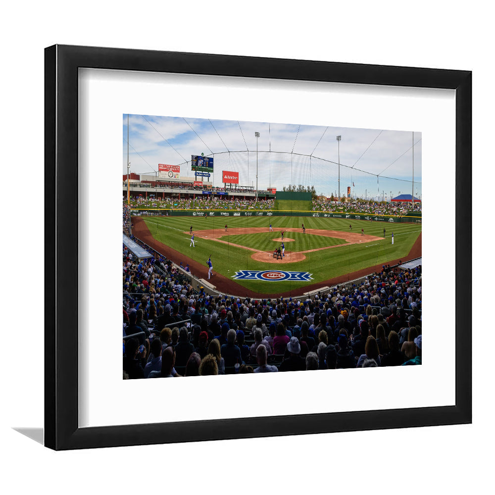 Sloan Park in Mesa, Stadium Canvas, Sport Art, Gift for him, White Border Framed Art Print Wall Decor