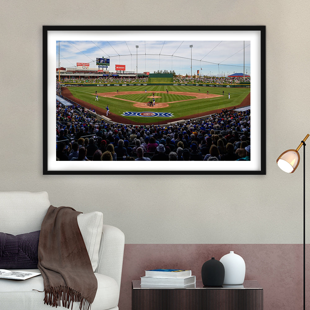 Sloan Park in Mesa, Stadium Canvas, Sport Art, Gift for him, White Border Framed Art Print Wall Decor