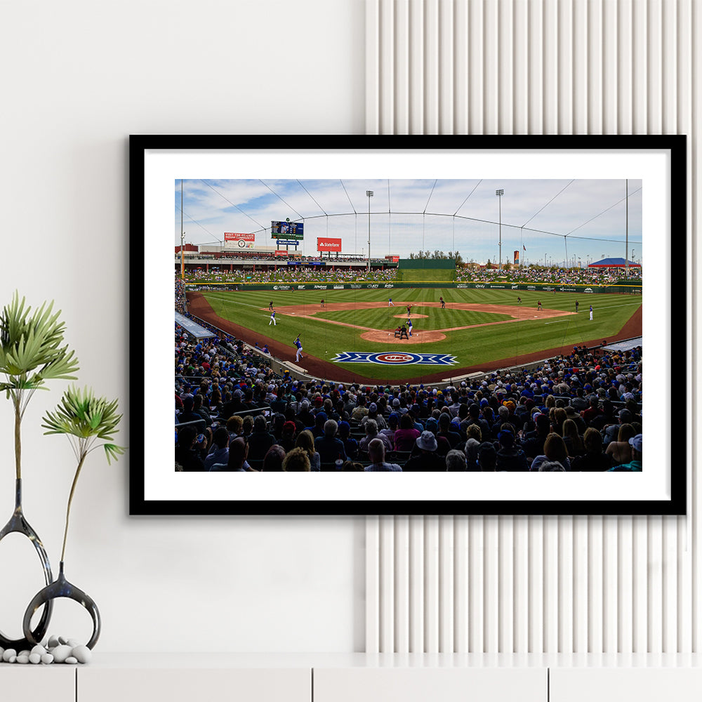 Sloan Park in Mesa, Stadium Canvas, Sport Art, Gift for him, White Border Framed Art Print Wall Decor