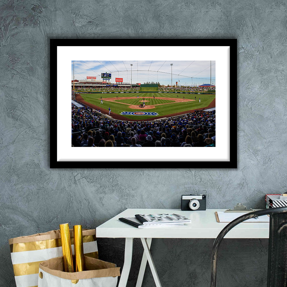 Sloan Park in Mesa, Stadium Canvas, Sport Art, Gift for him, White Border Framed Art Print Wall Decor