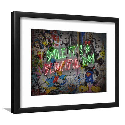 Smile, It'S A Beautiful Day Art Print, Framed Art Print Wall Decor, White Border, Framed Picture