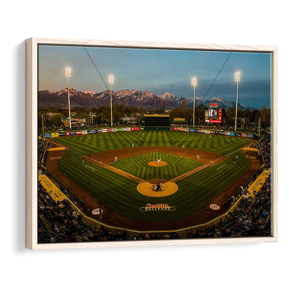 Smith's Ball Park in Salt Lake, Stadium Canvas, Sport Art, Framed Canvas Print Wall Art, Floating Frame