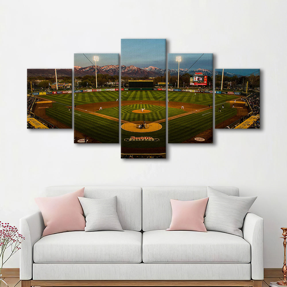 Smith's Ball Park in Salt Lake, Stadium Canvas, Sport Art, Gift for him, 5 Panel, Large Canvas, Canvas Print Wall Art