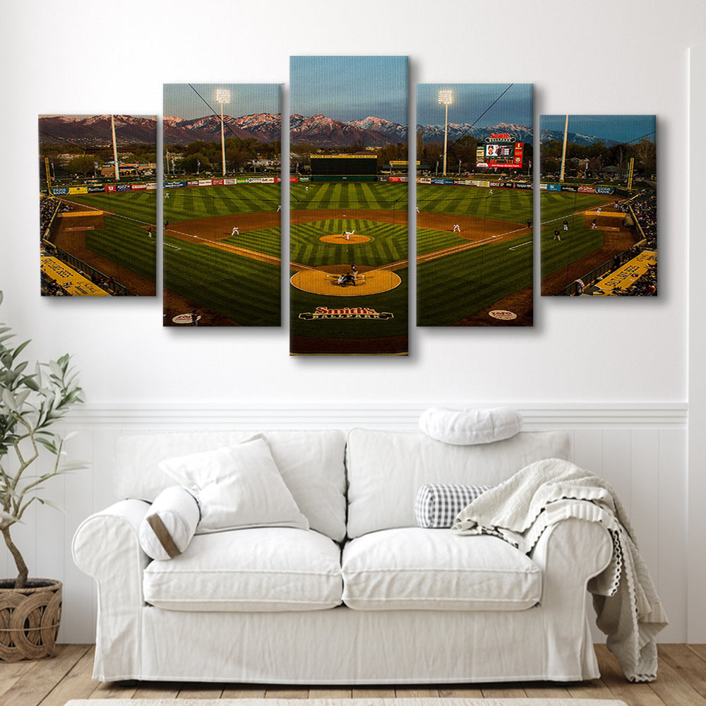 Smith's Ball Park in Salt Lake, Stadium Canvas, Sport Art, Gift for him, 5 Panel, Large Canvas, Canvas Print Wall Art