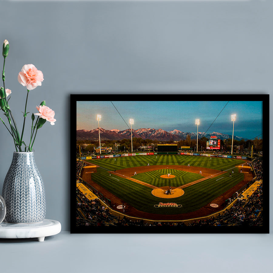 Smith's Ball Park in Salt Lake, Stadium Canvas, Sport Art, Gift for him, Framed Art Print Wall Decor, Picture Framed