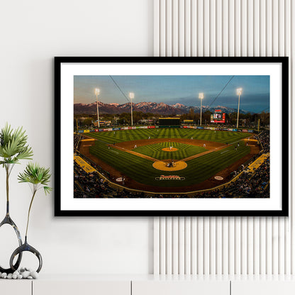 Smith's Ball Park in Salt Lake, Stadium Canvas, Sport Art, Gift for him, White Border Framed Art Print Wall Decor
