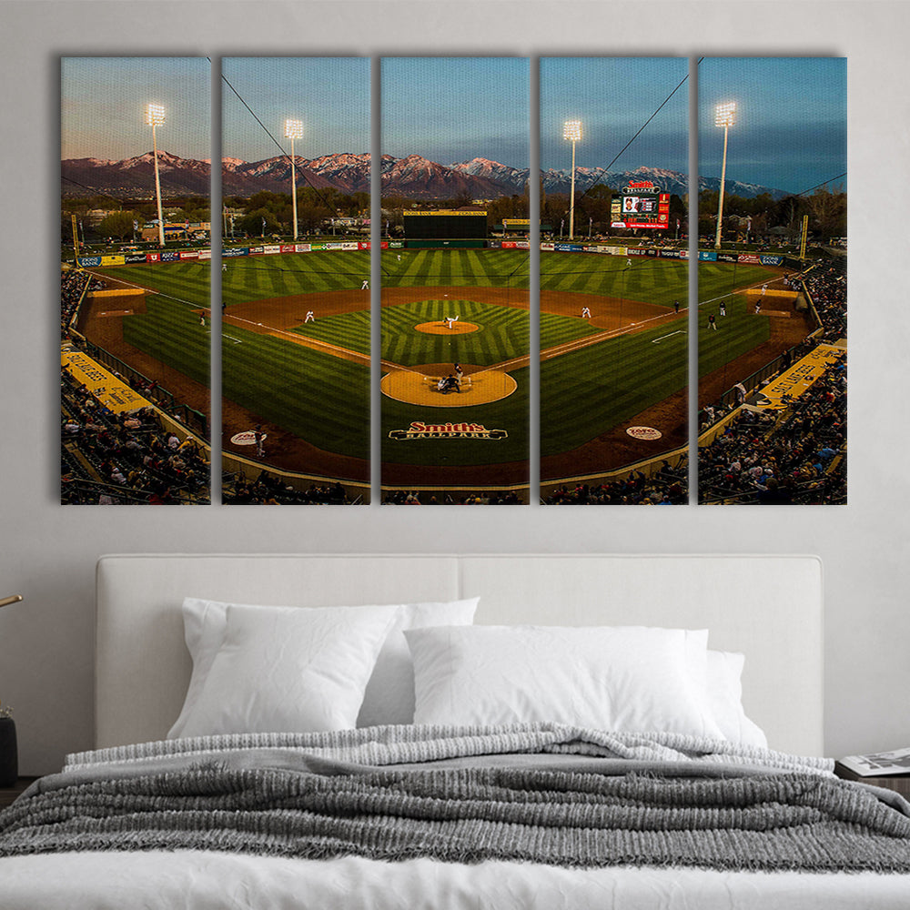 Smith's Ball Park in Salt Lake, Stadium Canvas, Sport Art, 5 Panel B, Extra Large Canvas, Canvas Print Wall Art