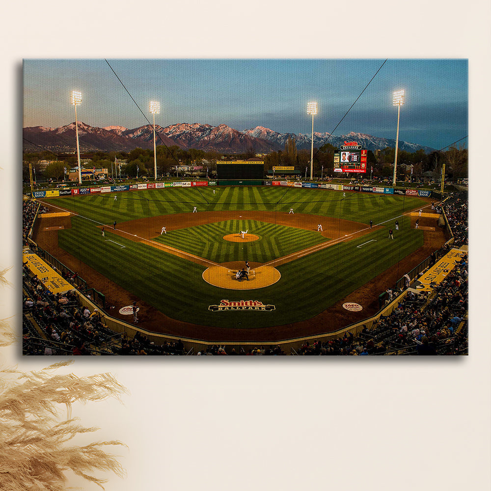 Smith's Ball Park in Salt Lake, Stadium Canvas, Sport Art, Gift for him, Man Cave Decor, Art Print, Canvas Print Wall Art