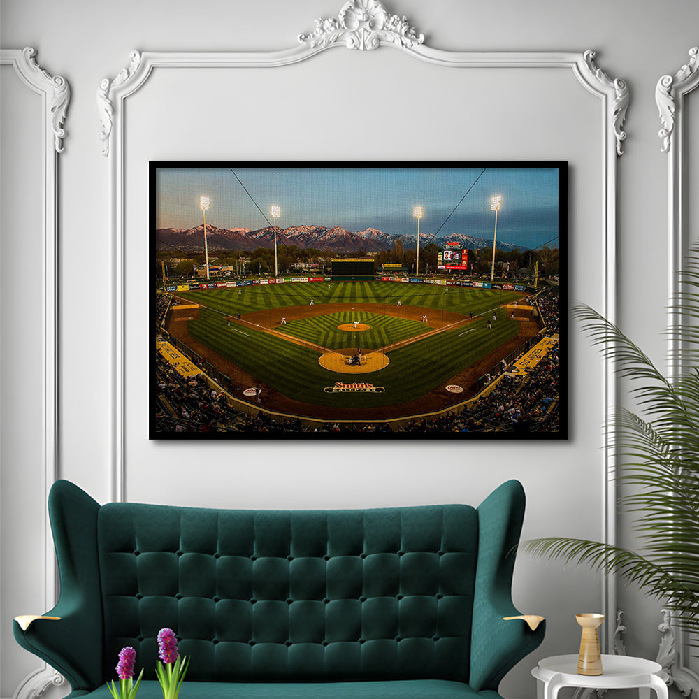 Smith's Ball Park in Salt Lake, Stadium Canvas, Sport Art, Gift for him, Framed Art Print Wall Decor, Picture Framed