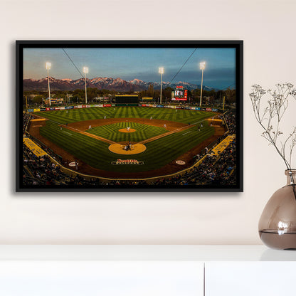 Smith's Ball Park in Salt Lake, Stadium Canvas, Sport Art, Framed Canvas Print Wall Art, Floating Frame