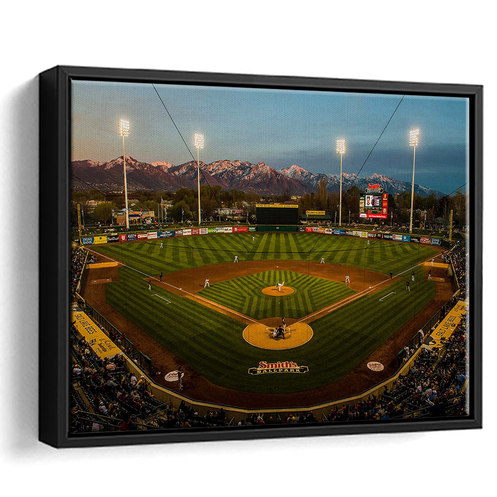 Smith's Ball Park in Salt Lake, Stadium Canvas, Sport Art, Framed Canvas Print Wall Art, Floating Frame