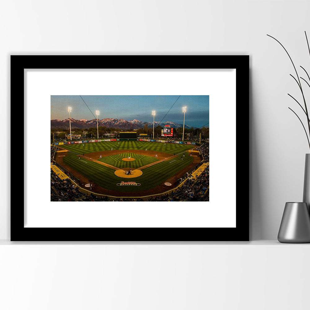 Smith's Ball Park in Salt Lake, Stadium Canvas, Sport Art, Gift for him, White Border Framed Art Print Wall Decor