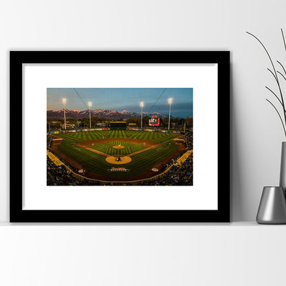Smith's Ball Park in Salt Lake, Stadium Canvas, Sport Art, Gift for him, White Border Framed Art Print Wall Decor
