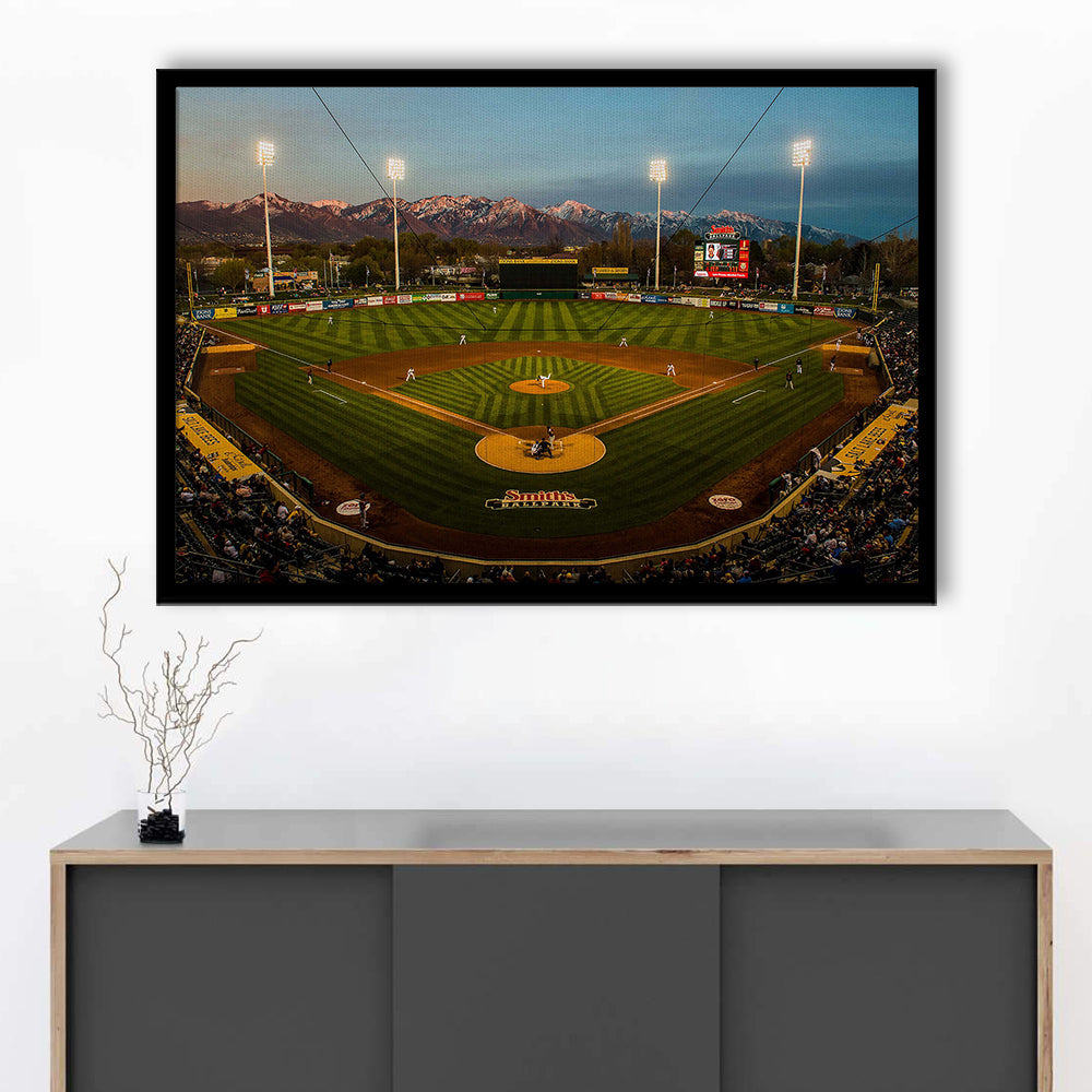 Smith's Ball Park in Salt Lake, Stadium Canvas, Sport Art, Gift for him, Framed Art Print Wall Decor, Picture Framed