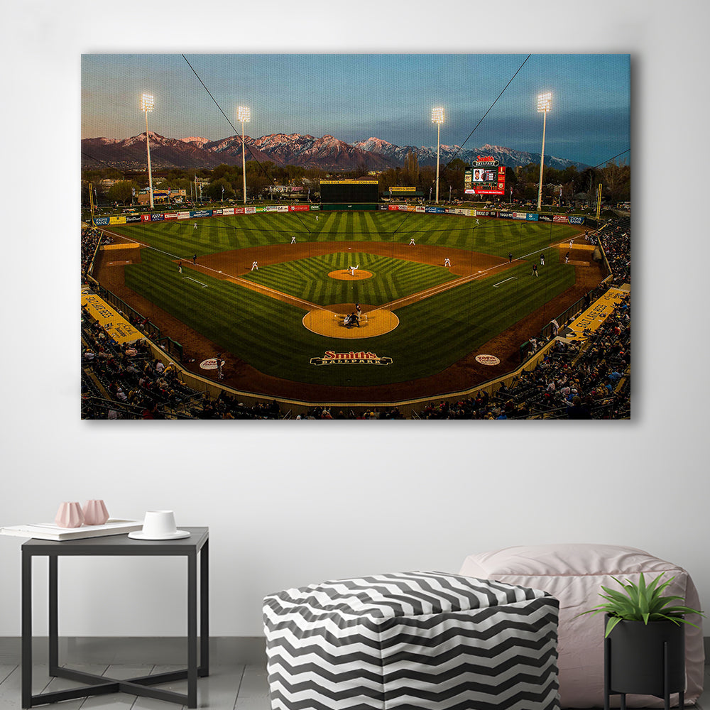 Smith's Ball Park in Salt Lake, Stadium Canvas, Sport Art, Gift for him, Man Cave Decor, Art Print, Canvas Print Wall Art