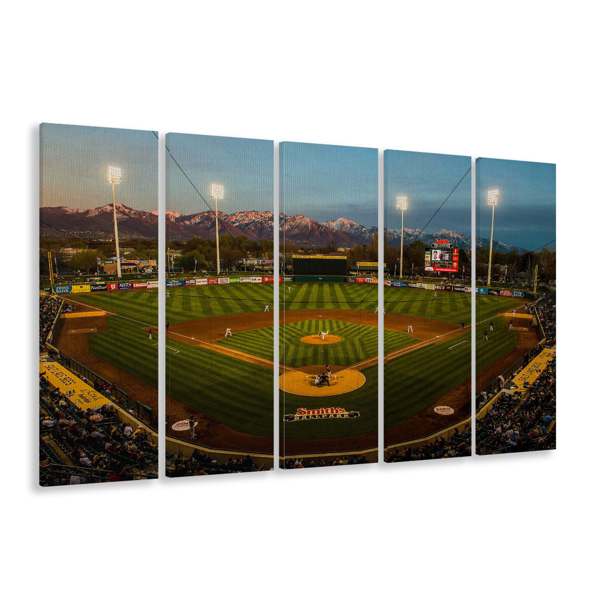 Smith's Ball Park in Salt Lake, Stadium Canvas, Sport Art, 5 Panel B, Extra Large Canvas, Canvas Print Wall Art