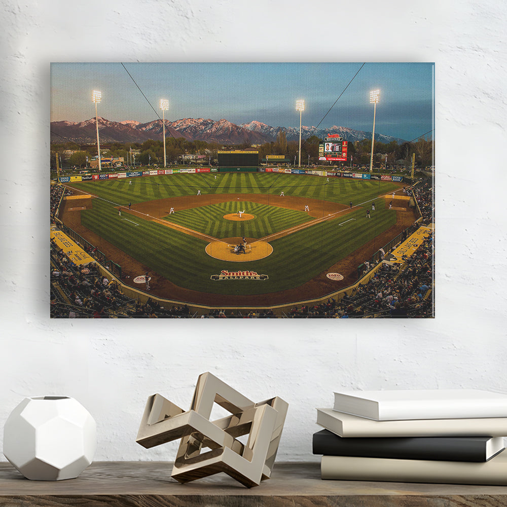 Smith's Ball Park in Salt Lake, Stadium Canvas, Sport Art, Gift for him, Man Cave Decor, Art Print, Canvas Print Wall Art