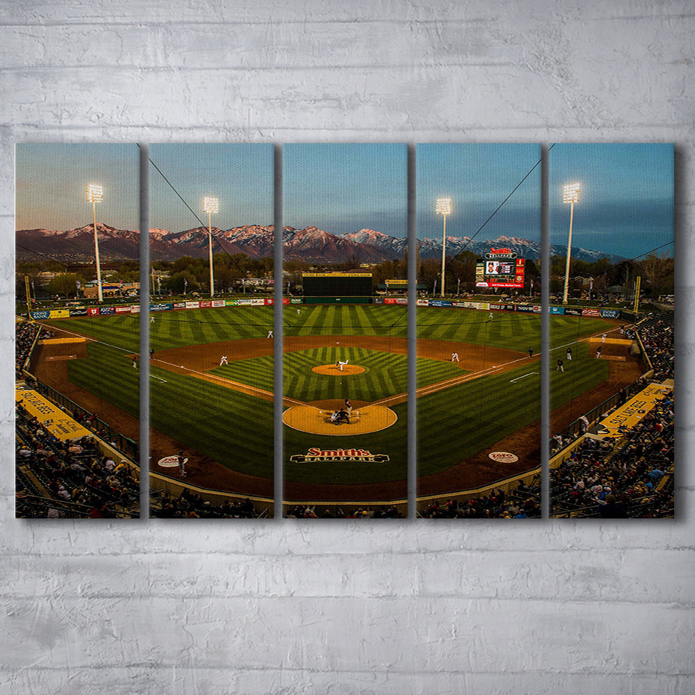 Smith's Ball Park in Salt Lake, Stadium Canvas, Sport Art, 5 Panel B, Extra Large Canvas, Canvas Print Wall Art