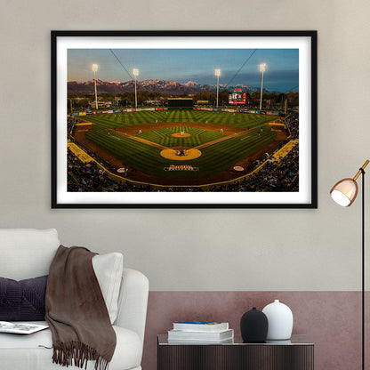 Smith's Ball Park in Salt Lake, Stadium Canvas, Sport Art, Gift for him, White Border Framed Art Print Wall Decor