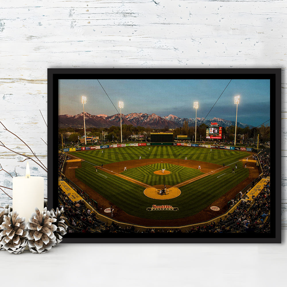 Smith's Ball Park in Salt Lake, Stadium Canvas, Sport Art, Framed Canvas Print Wall Art, Floating Frame