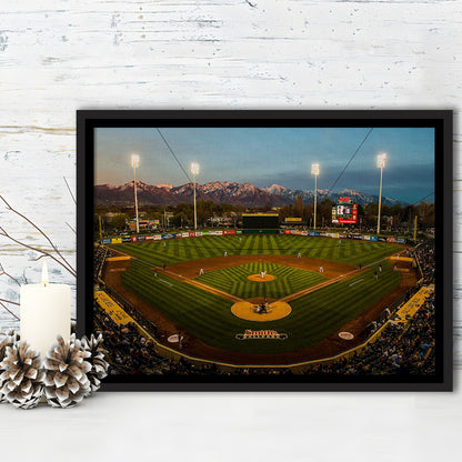 Smith's Ball Park in Salt Lake, Stadium Canvas, Sport Art, Framed Canvas Print Wall Art, Floating Frame