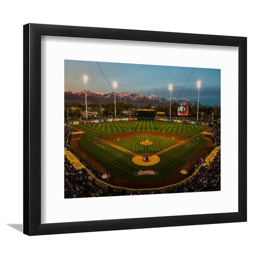 Smith's Ball Park in Salt Lake, Stadium Canvas, Sport Art, Gift for him, White Border Framed Art Print Wall Decor