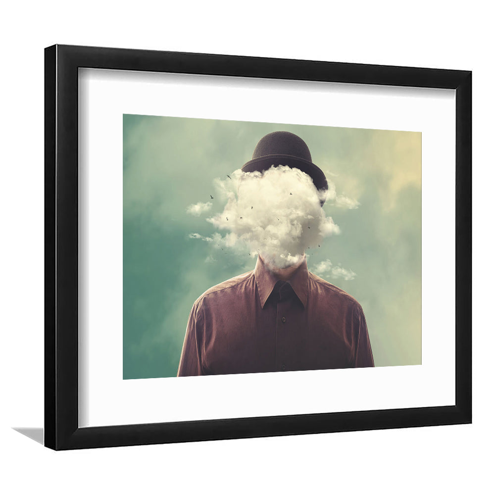 Smoke Face Abstract Art Hanging Decor Panels Set, Framed Art Print White Border