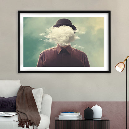 Smoke Face Abstract Art Hanging Decor Panels Set, Framed Art Print White Border