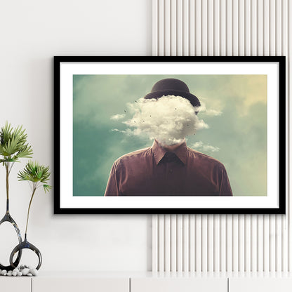 Smoke Face Abstract Art Hanging Decor Panels Set, Framed Art Print White Border
