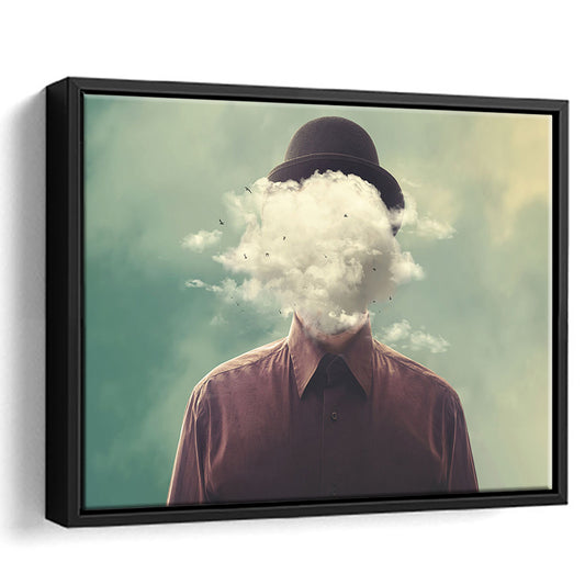Smoke Face Abstract Art Hanging Decor Panels Set, Framed Cavas Print, Floating Frame