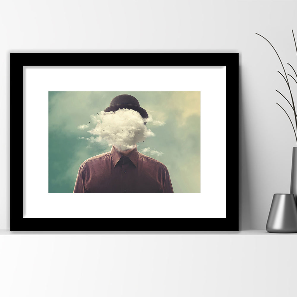 Smoke Face Abstract Art Hanging Decor Panels Set, Framed Art Print White Border