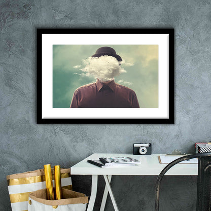 Smoke Face Abstract Art Hanging Decor Panels Set, Framed Art Print White Border