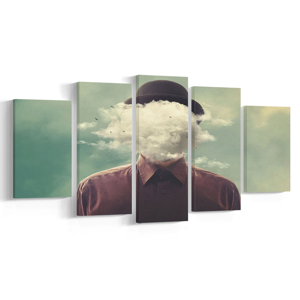 Smoke Face Abstract Art Hanging Decor Panels Set, 5 Piece Large Cavas Print Wall Art