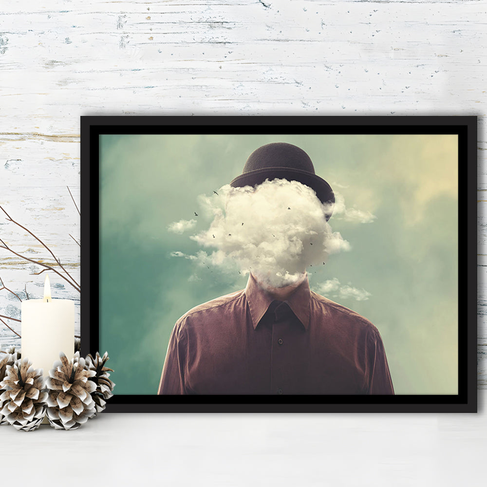 Smoke Face Abstract Art Hanging Decor Panels Set, Framed Cavas Print, Floating Frame