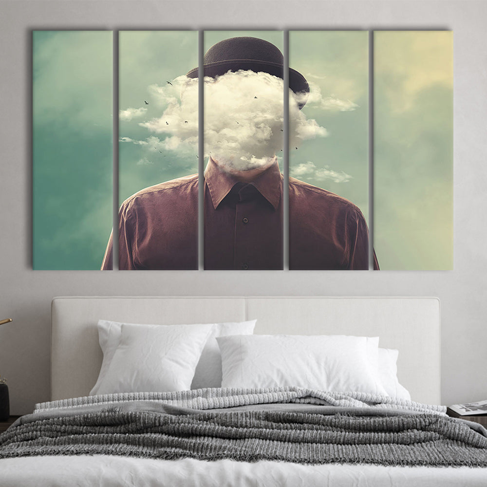 Smoke Face Abstract Art Hanging Decor Panels Set, 5 Piece B Extra Large Cavas Print Wall Art Decor
