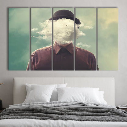 Smoke Face Abstract Art Hanging Decor Panels Set, 5 Piece B Extra Large Cavas Print Wall Art Decor