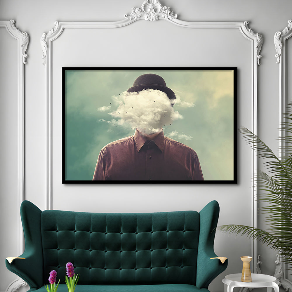 Smoke Face Abstract Art Hanging Decor Panels Set, Framed Art Print, Picture Framed