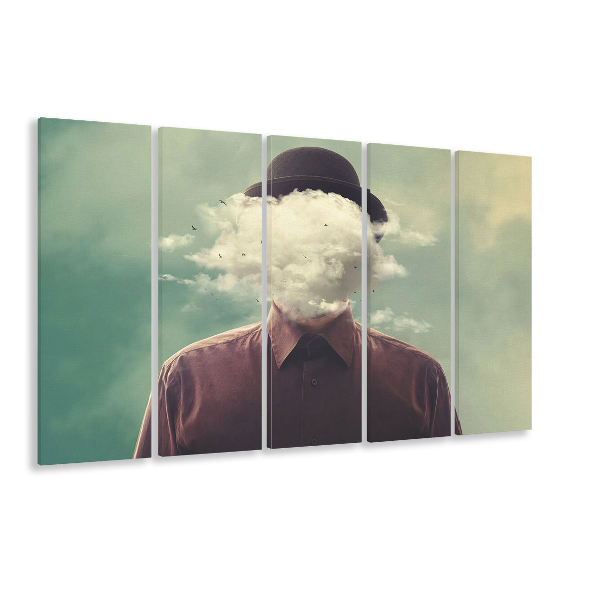 Smoke Face Abstract Art Hanging Decor Panels Set, 5 Piece B Extra Large Cavas Print Wall Art Decor
