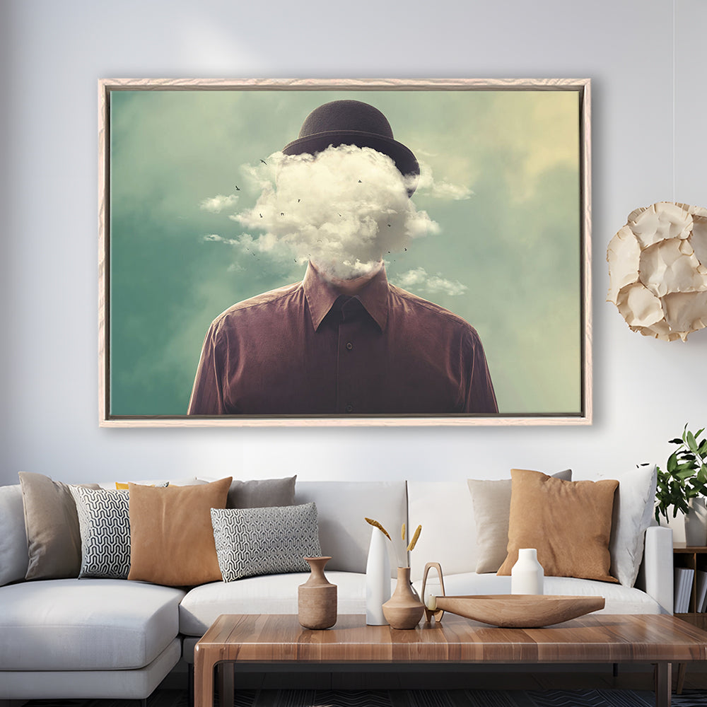 Smoke Face Abstract Art Hanging Decor Panels Set, Framed Cavas Print, Floating Frame