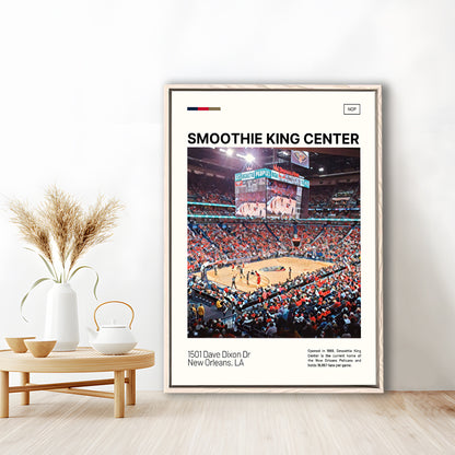 Smoothie King Center Print, New Orleans Pelicans Stadium Canvas Art, Man Cave Gift, Floating Framed Canvas Print Wall Art