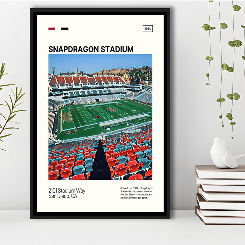 Snapdragon Stadium Print, San Diego State Aztecs Stadium Canvas Art, Man Cave Gift, Floating Framed Canvas Print Wall Art