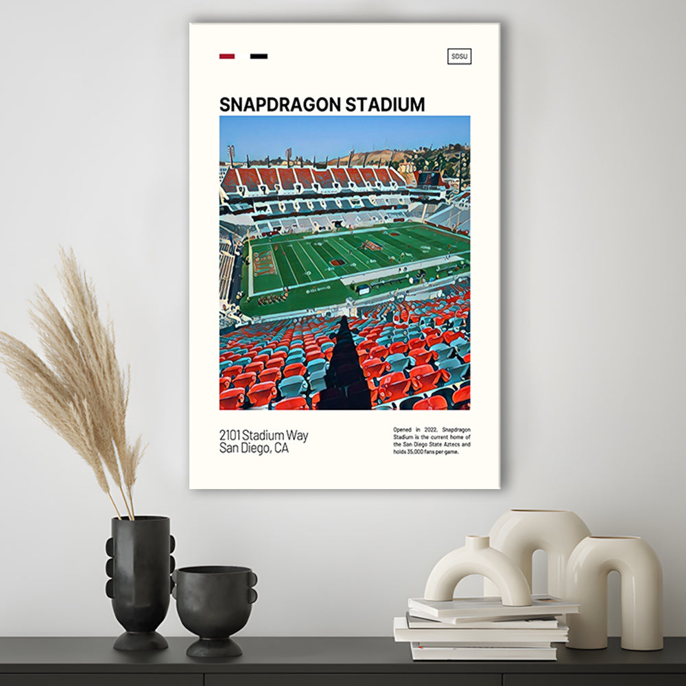 Snapdragon Stadium Print, San Diego State Aztecs Stadium Canvas Art, Fan Gifts, Sport Art, Canvas Print Wall Art