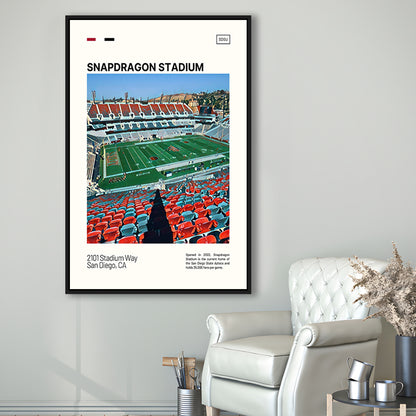 Snapdragon Stadium Print, San Diego State Aztecs Stadium Canvas Art, Man Cave Gift, Floating Framed Canvas Print Wall Art